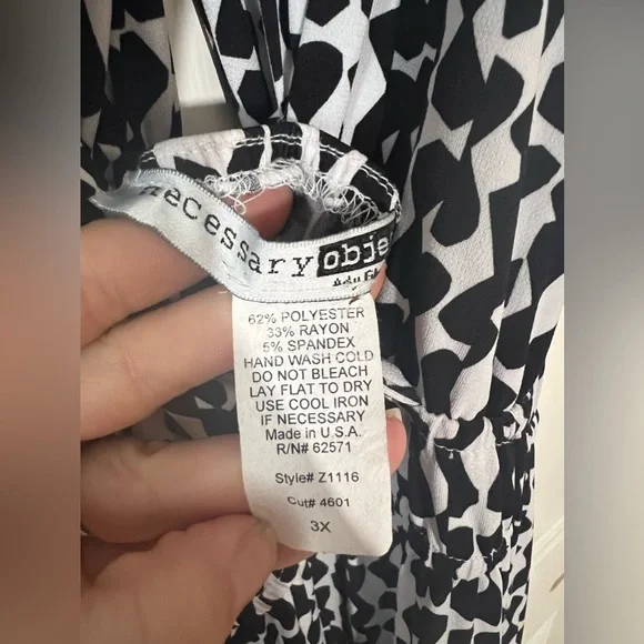 Vintage 90s Necessary Objects B&W‎ Tessellation Pattern Maxi Dress, Sz 3X - Picture 6 of 10